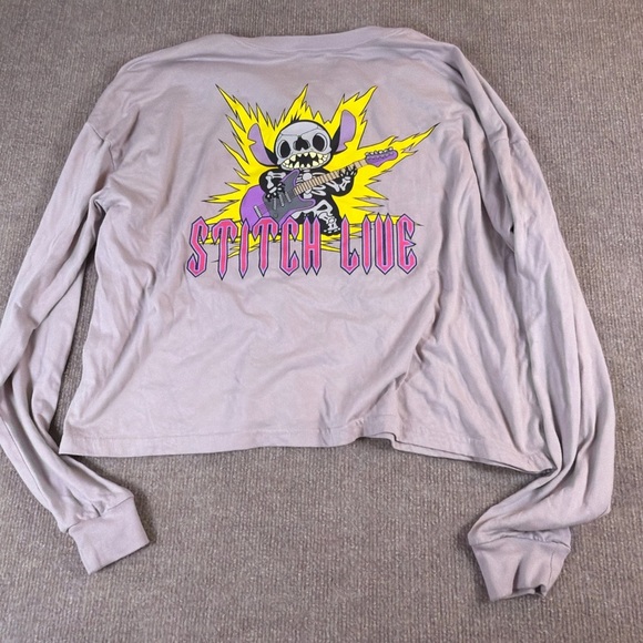 Disney Tops - Disney Stitch Live Long Sleeve Henley Shirt Rock Band Style Gray – Size M 1353